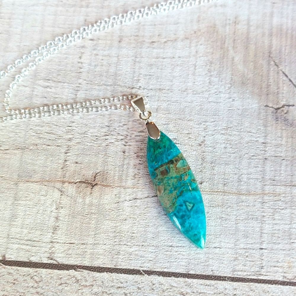 Chrysocolla Necklace Natural Gemstone Pendant